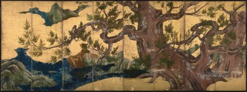 日本 Painting - 檜の木 狩野永徳